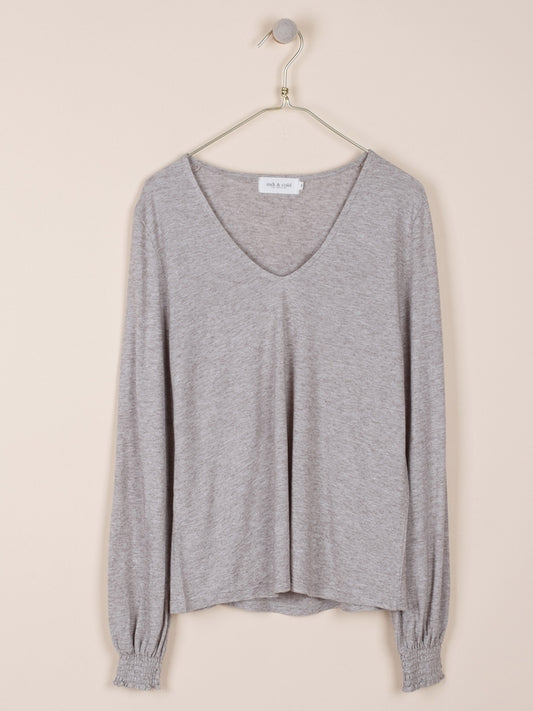 CAMISETA CUELLO PICO EN PUNTO MELANGE