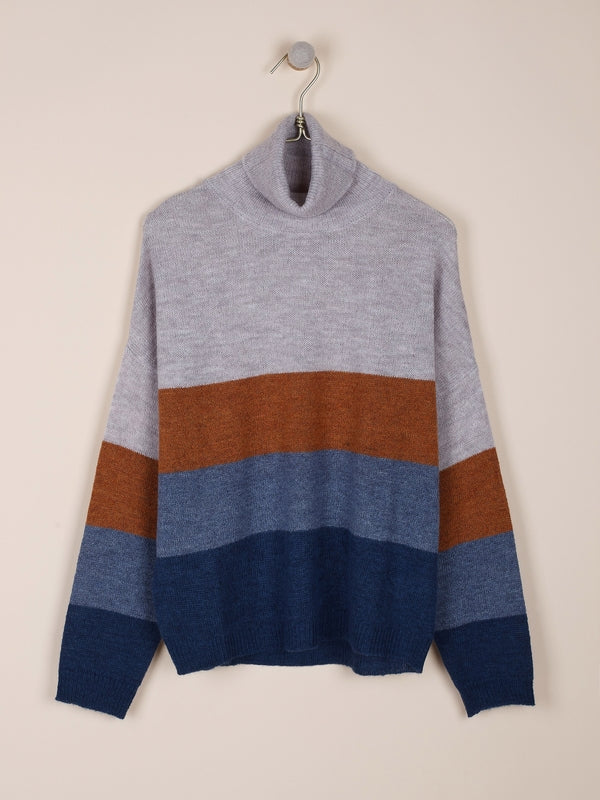 JERSEY DE RAYAS OVERSIZE CON CUELLO ALTO