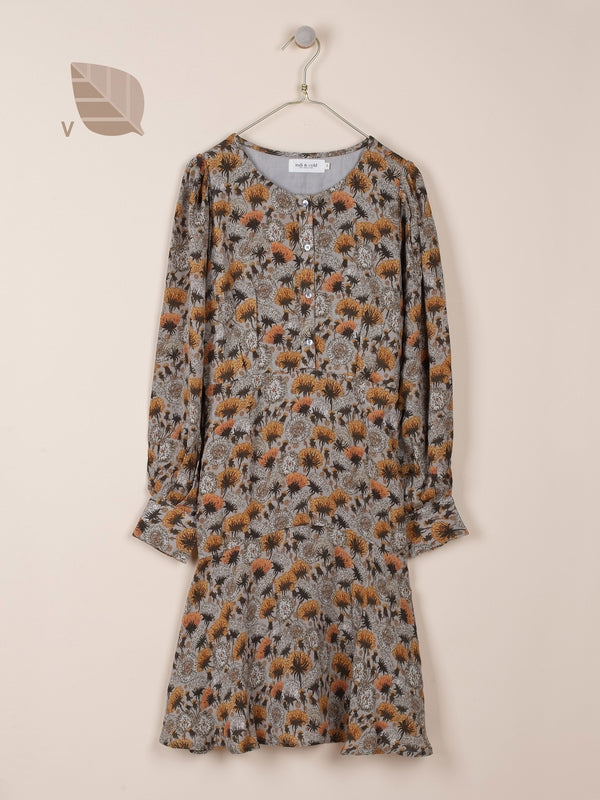 VESTIDO CORTO ESTAMPADO DIENTE DE LEÓN
