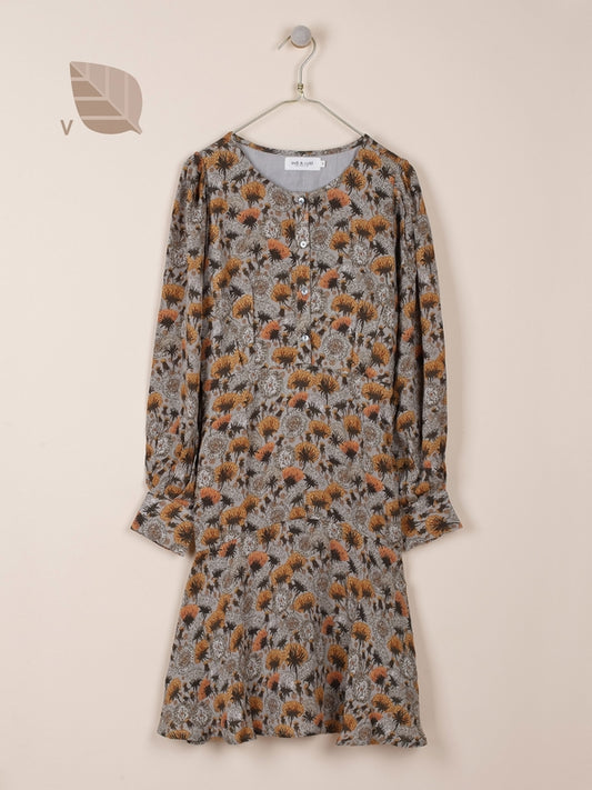 VESTIDO CORTO ESTAMPADO DIENTE DE LEÓN