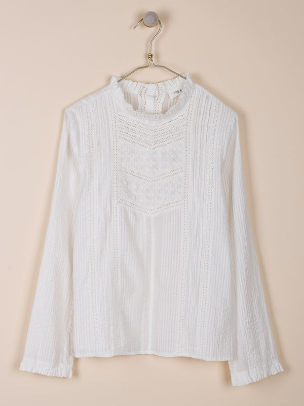 BLUSA ROMÁNTICA EN ALGODÓN CON PUNTILLAS