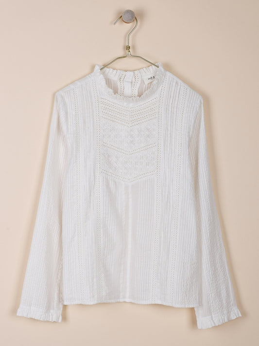 BLUSA ROMÁNTICA EN ALGODÓN CON PUNTILLAS