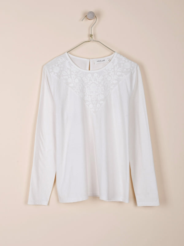 CAMISETA COMBINADA CON BORDADOS