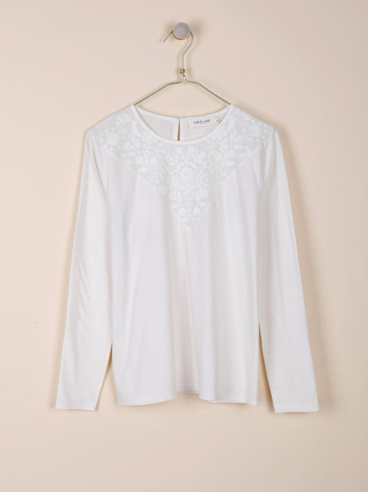 CAMISETA COMBINADA CON BORDADOS