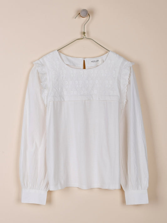 CAMISETA COMBINADA CON BORDADOS
