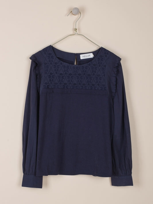 CAMISETA COMBINADA CON BORDADOS