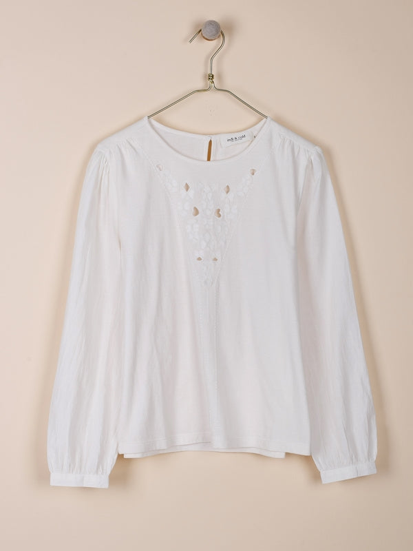 CAMISETA COMBINADA CON BORDADOS