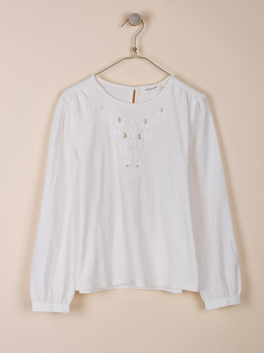 CAMISETA COMBINADA CON BORDADOS