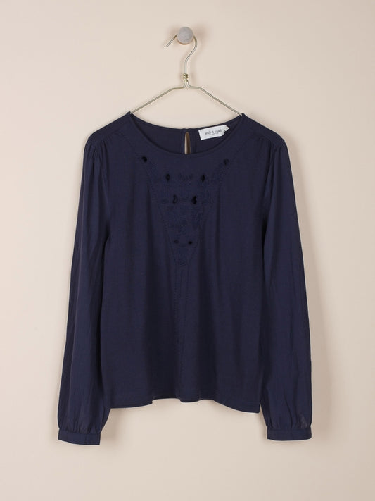 CAMISETA COMBINADA CON BORDADOS