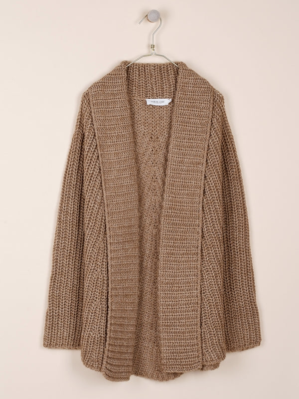 CHAQUETA LARGA GRUESA CON LANA Y ALPACA