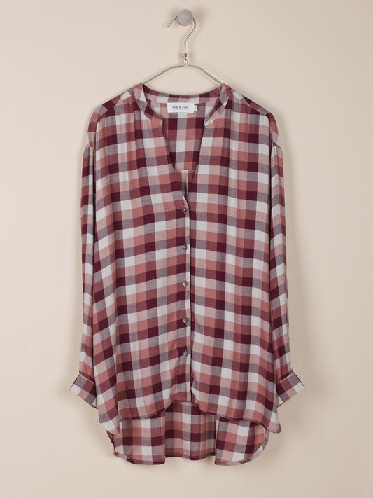 CAMISA LARGA CUADROS TINTE EN HILO