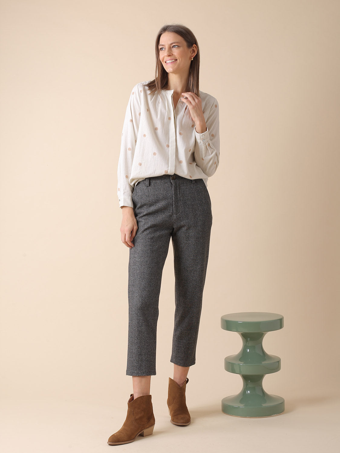 CAMISA EN CREPE DE ALGODÓN BORDADO