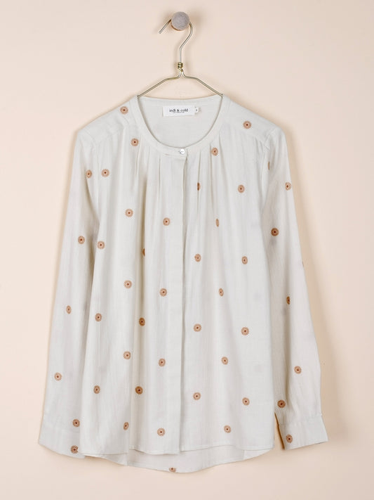 CAMISA EN CREPE DE ALGODÓN BORDADO