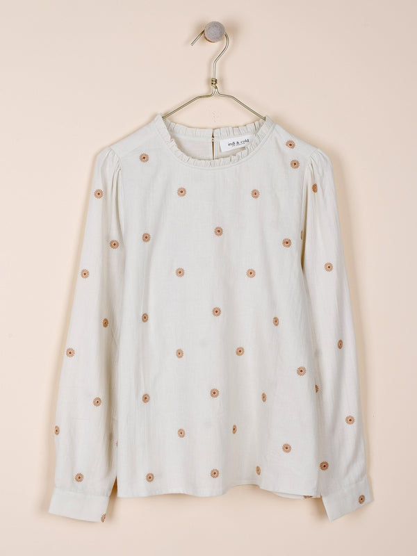 BLUSA EN CREPE DE ALGODÓN BORDADO