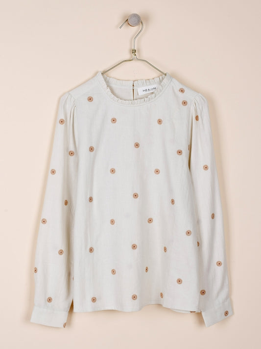 BLUSA EN CREPE DE ALGODÓN BORDADO
