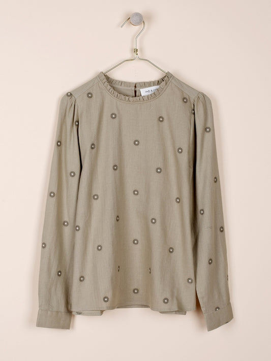 BLUSA EN CREPE DE ALGODÓN BORDADO