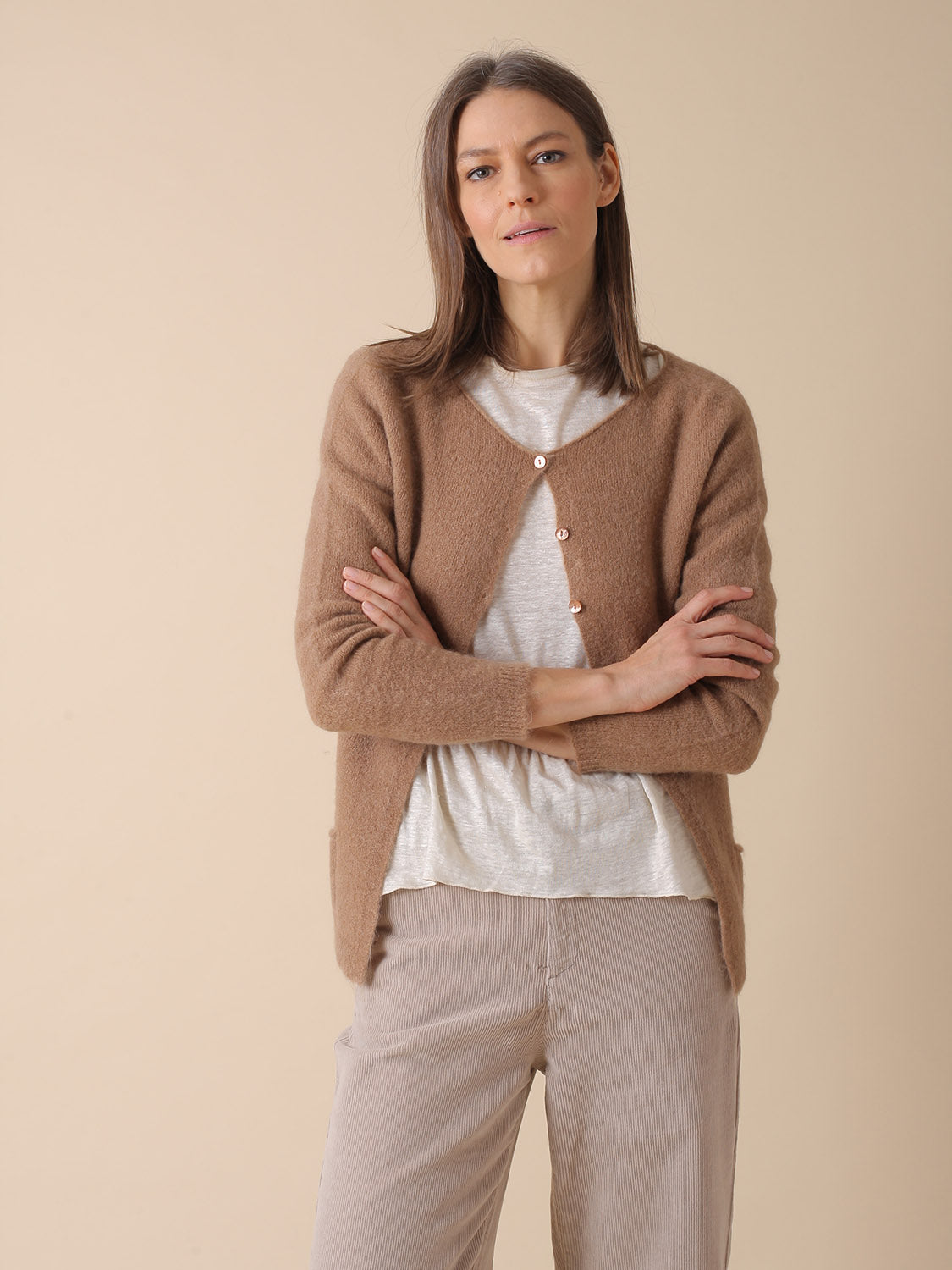 CHAQUETA EN PUNTO ESPONJOSO CON MOHAIR