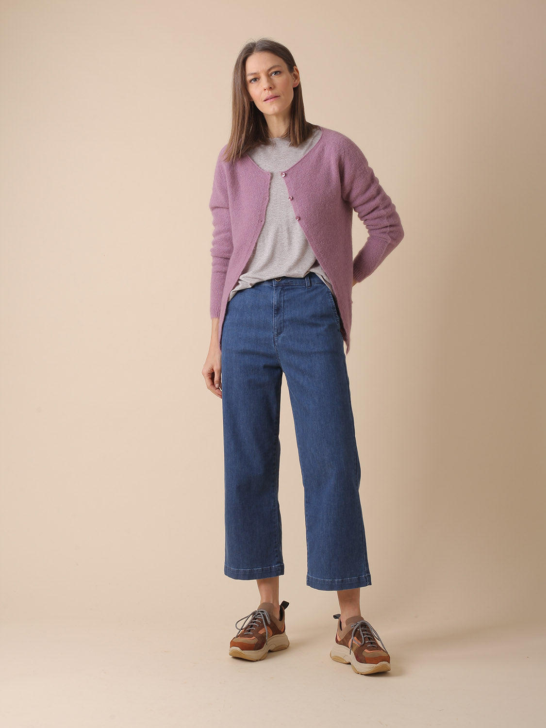 CHAQUETA EN PUNTO ESPONJOSO CON MOHAIR