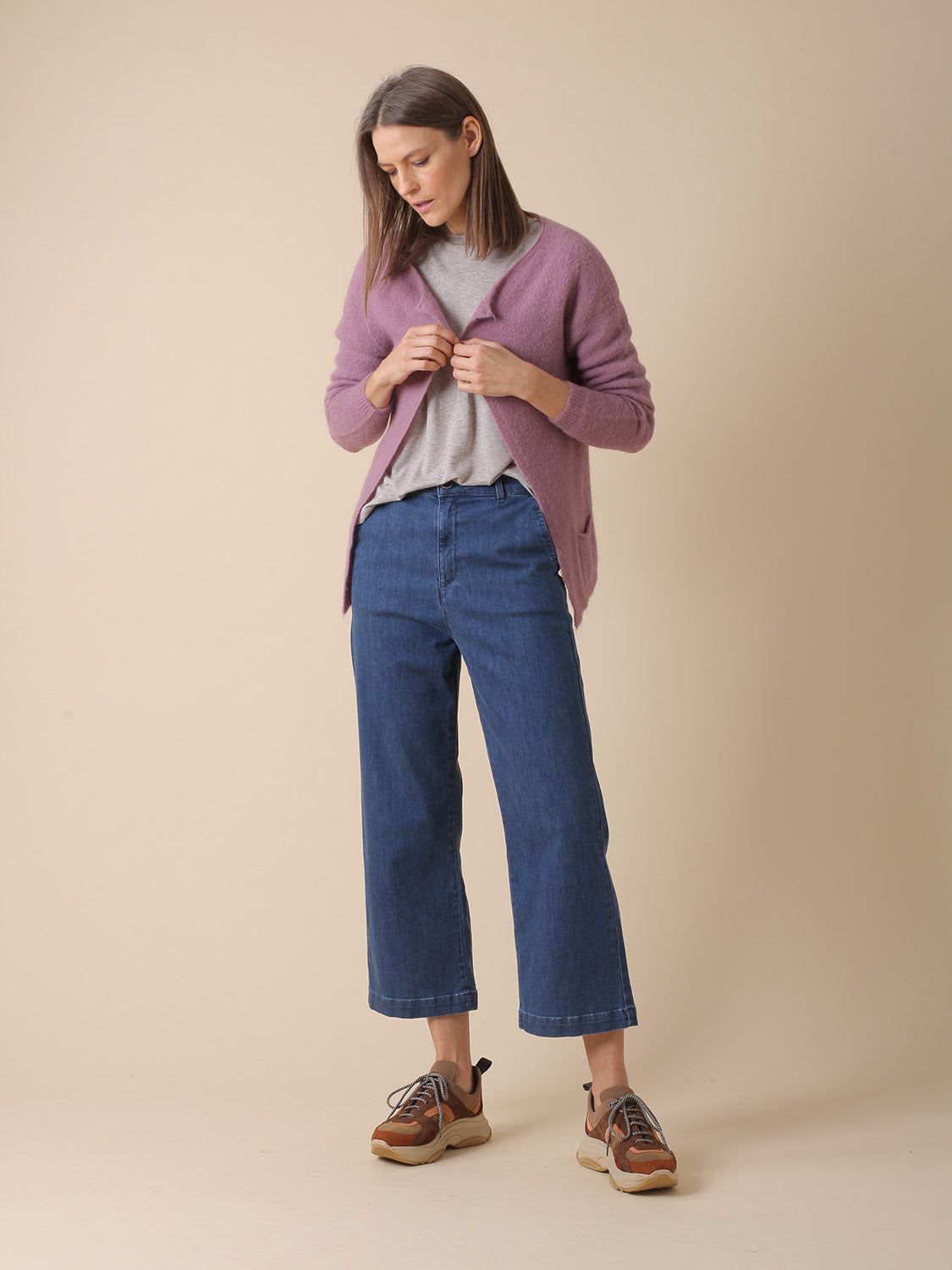 CHAQUETA EN PUNTO ESPONJOSO CON MOHAIR