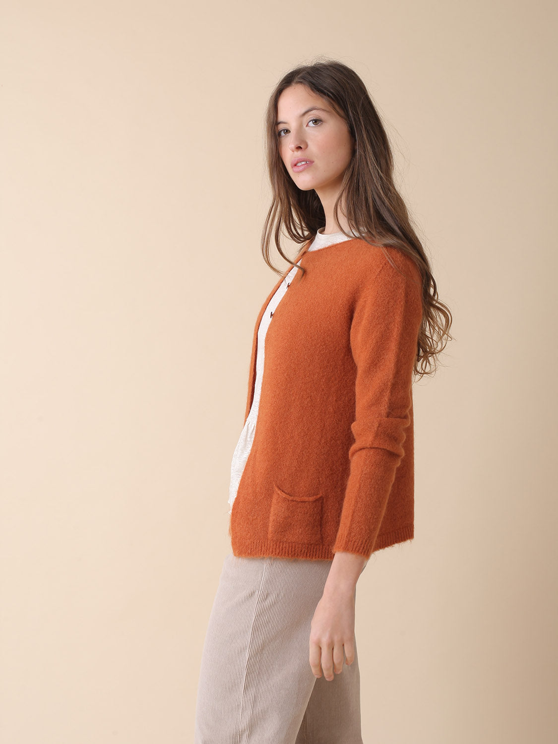 CHAQUETA EN PUNTO ESPONJOSO CON MOHAIR