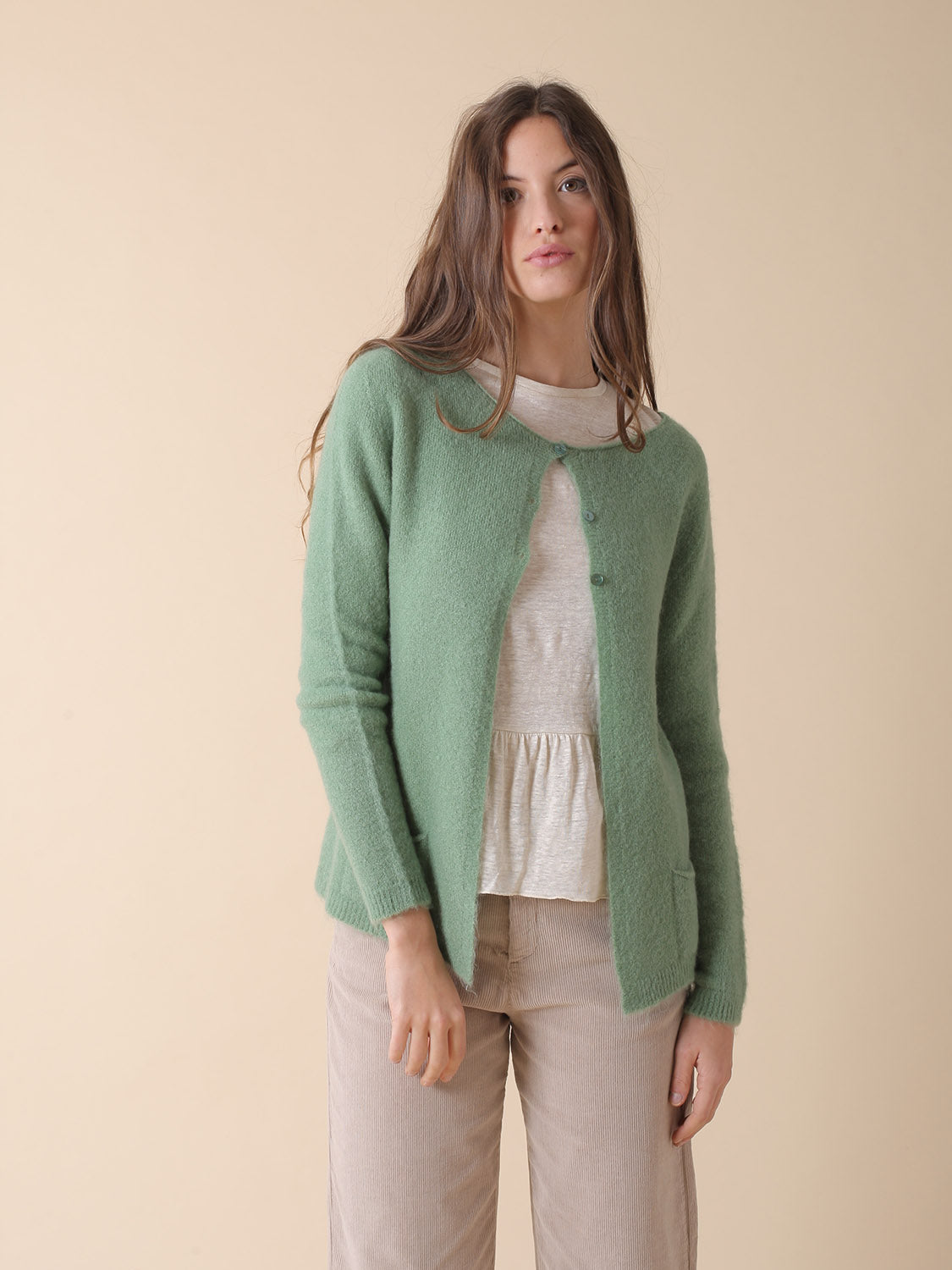CHAQUETA EN PUNTO ESPONJOSO CON MOHAIR