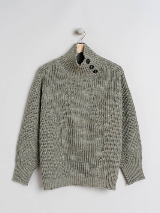 PULL COL PERKINS À BOUTONS