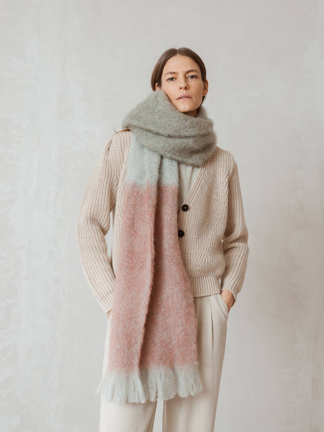 BUFANDA MOHAIR TRICOLOR