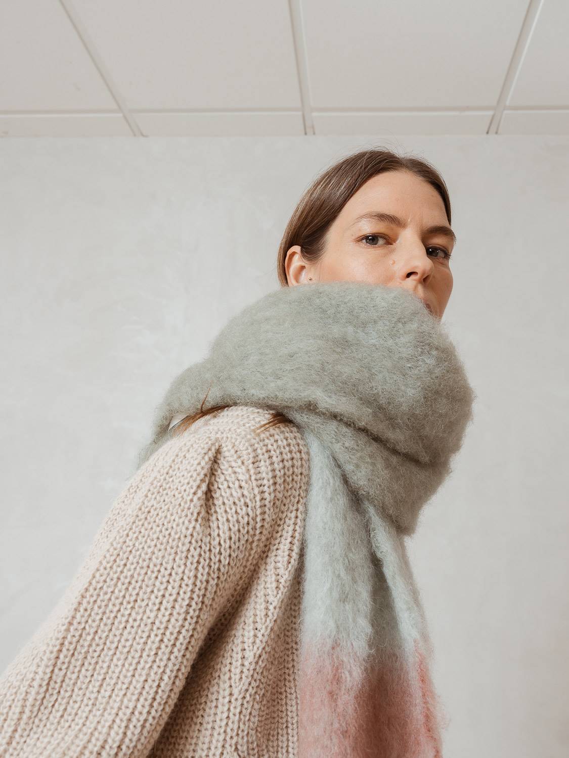 BUFANDA MOHAIR TRICOLOR