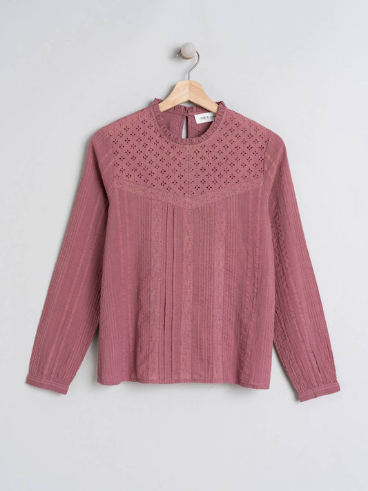 OPENWORK FLORAL BLOUSE