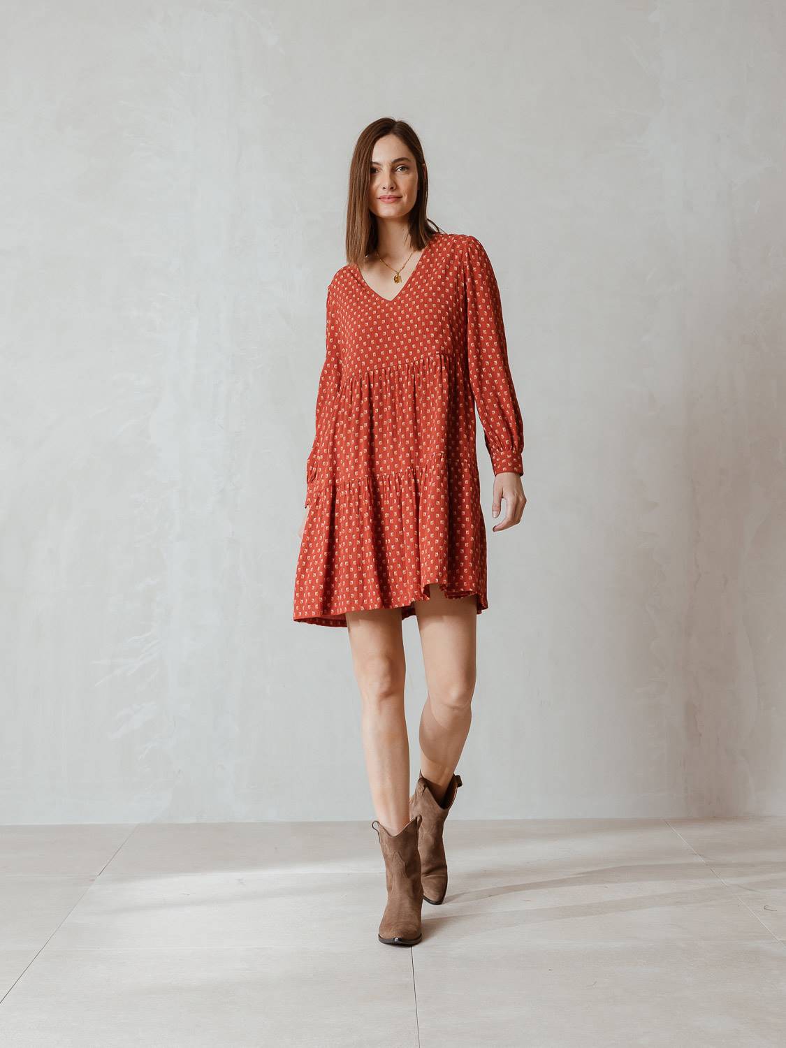 VESTIDO EVA PRINT GEOMÉTRICO TEXTURA