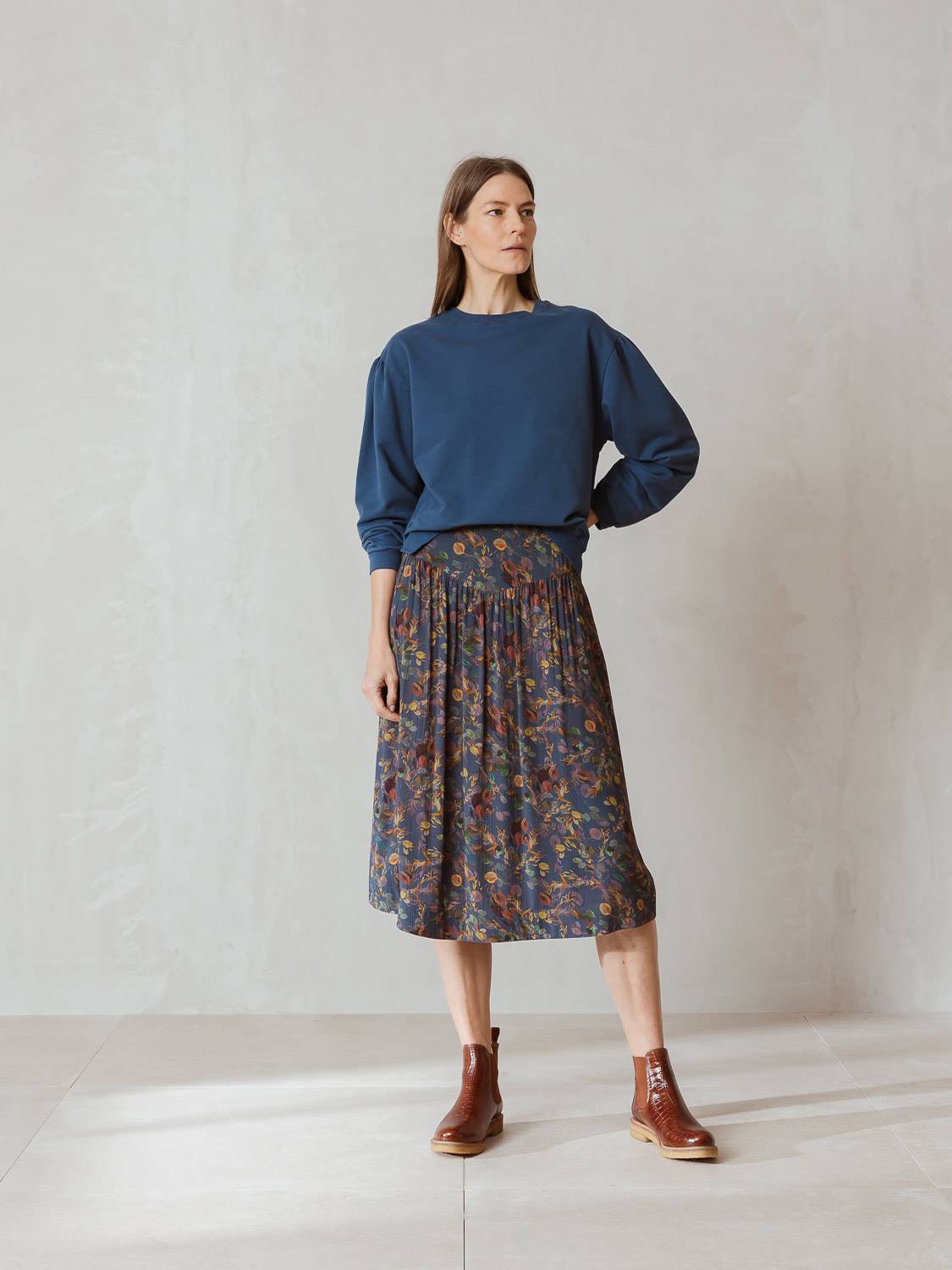 FALDA FRUNCIDA FLORAL