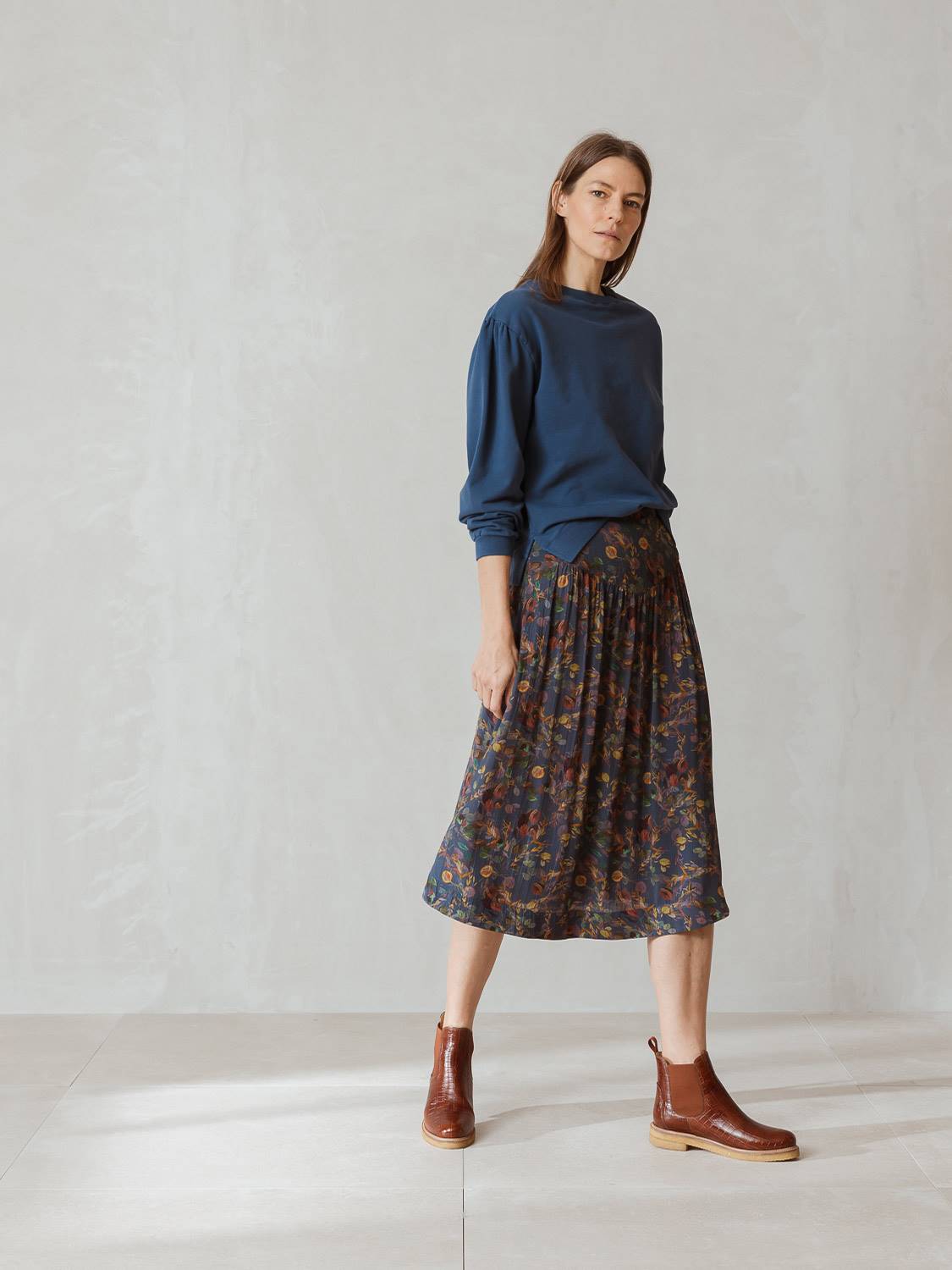 FALDA FRUNCIDA FLORAL