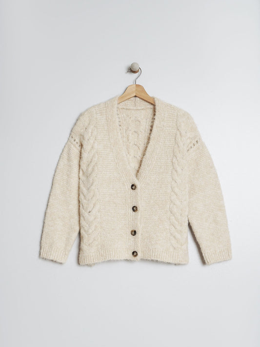 CHAQUETA MELANGE TRENZADA