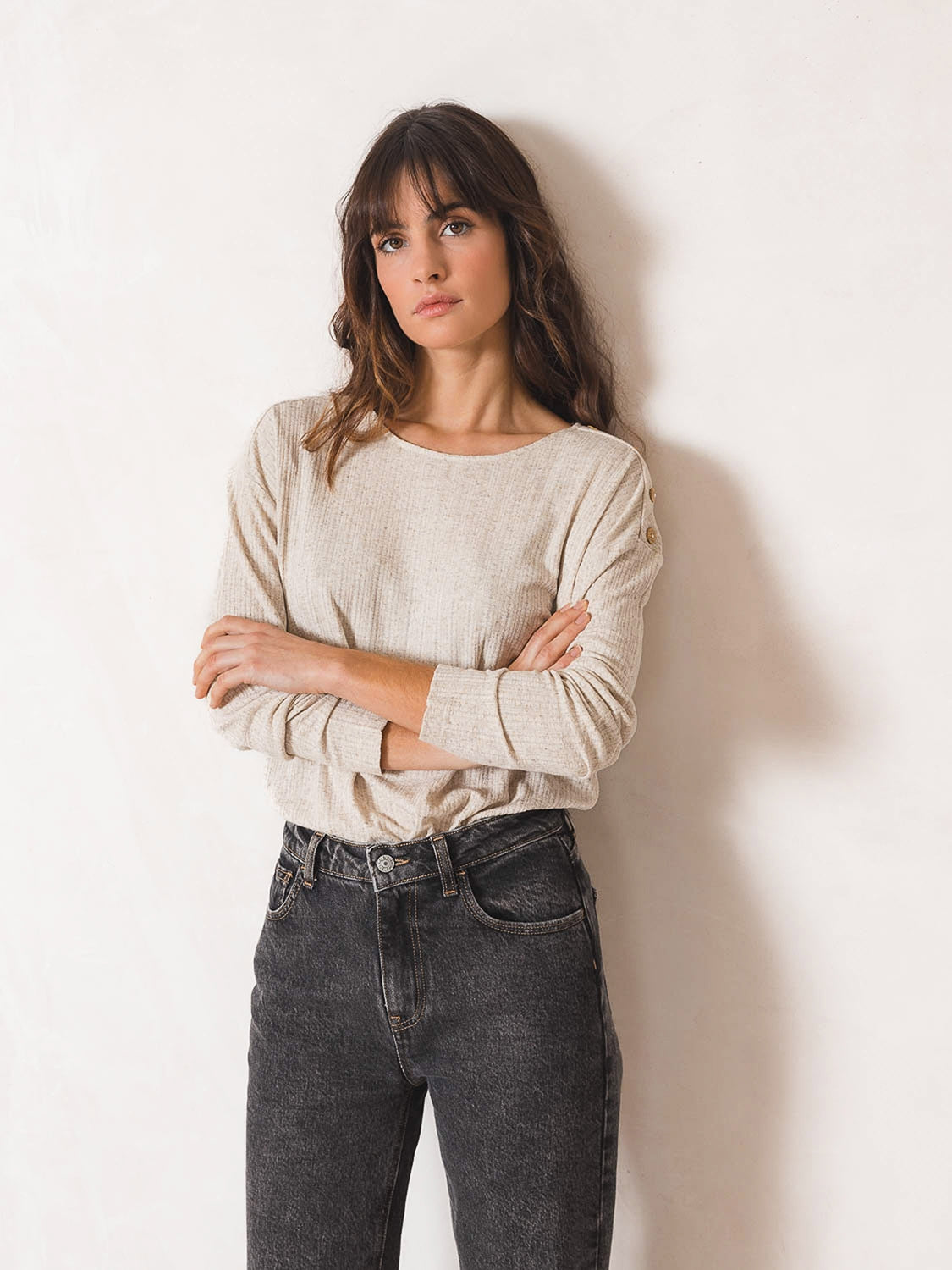 T-SHIRT CÔTELÉ EN VISCOSE
