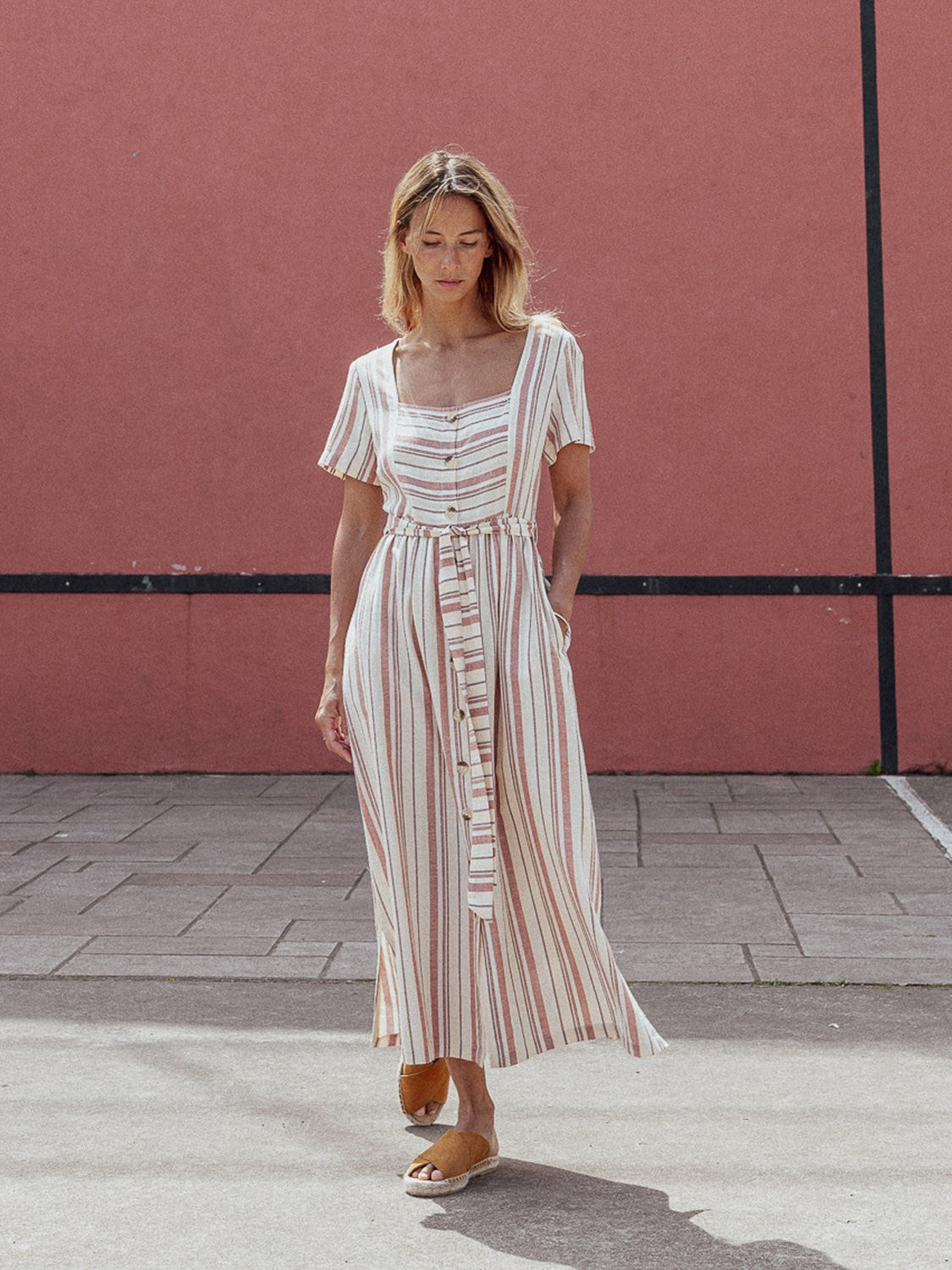 VESTIDO RAYAS LINO