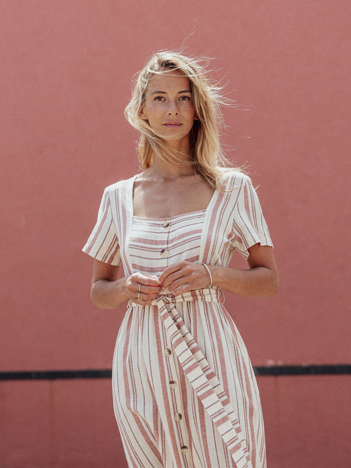 VESTIDO RAYAS LINO