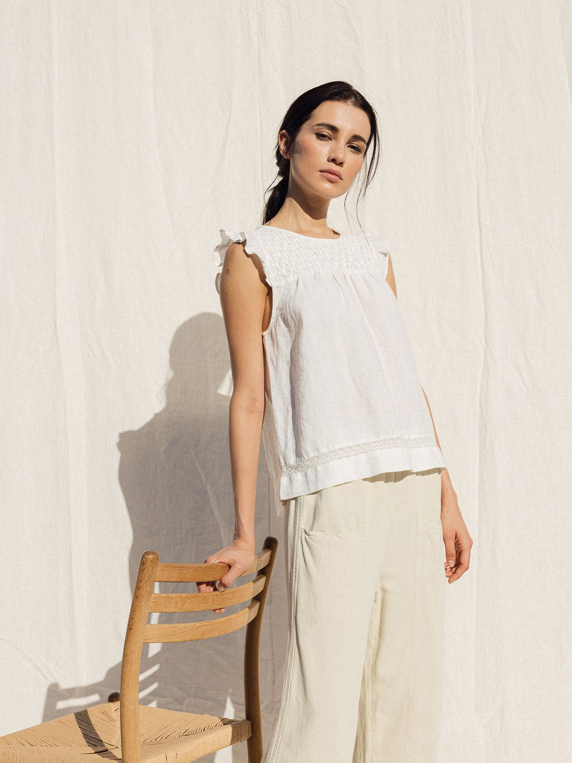 BLUSA ROMÁNTICA PANEL CÁÑAMO