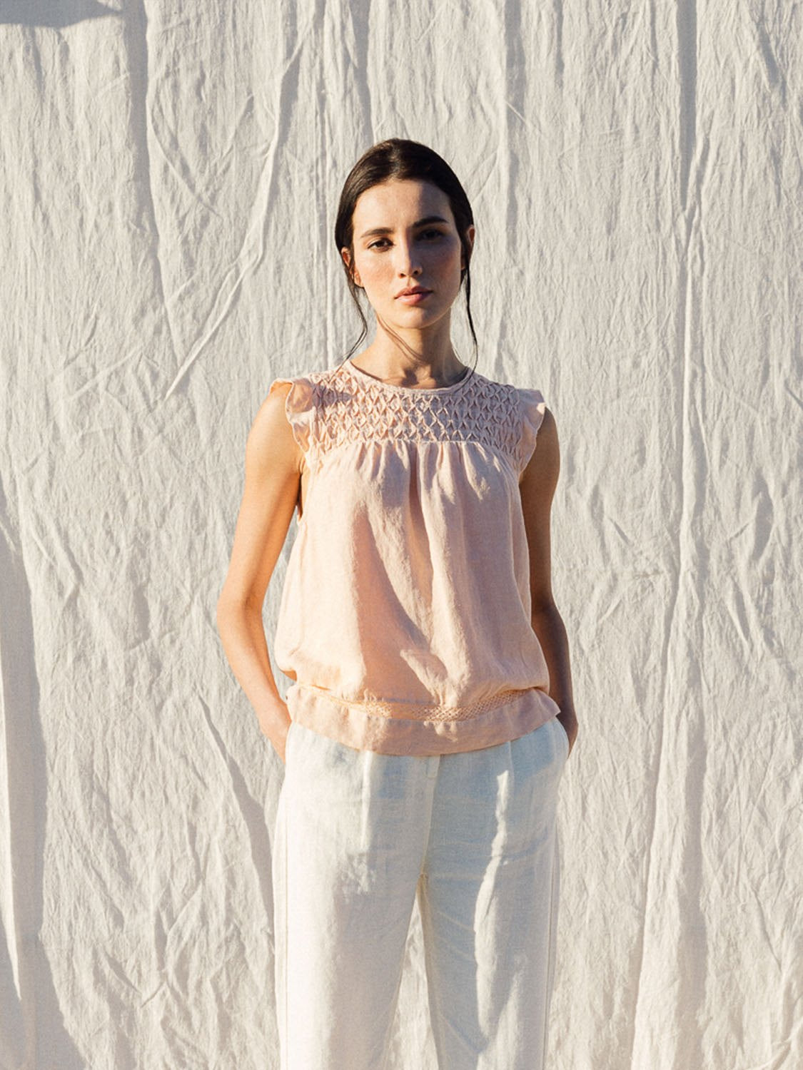 BLUSA ROMÁNTICA PANEL CÁÑAMO