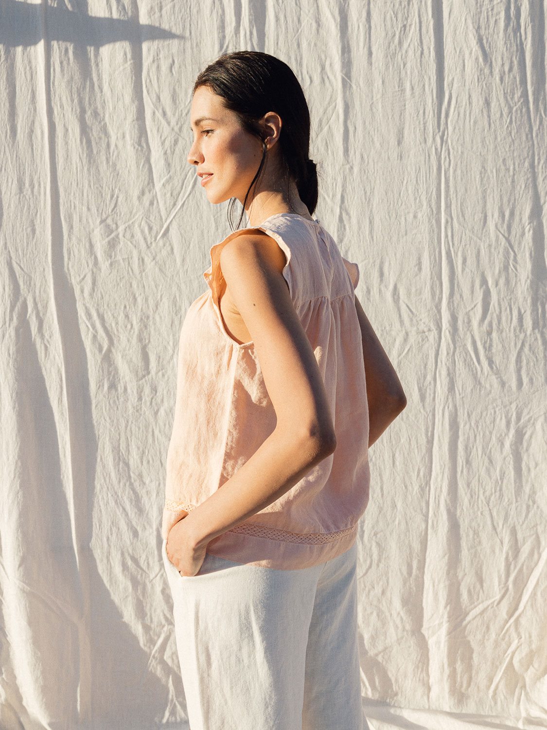 BLUSA ROMÁNTICA PANEL CÁÑAMO
