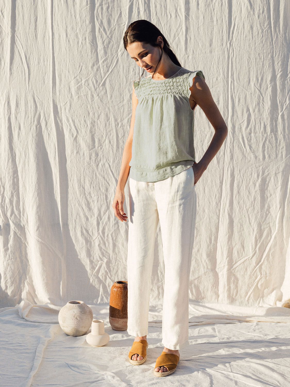 BLUSA ROMÁNTICA PANEL CÁÑAMO