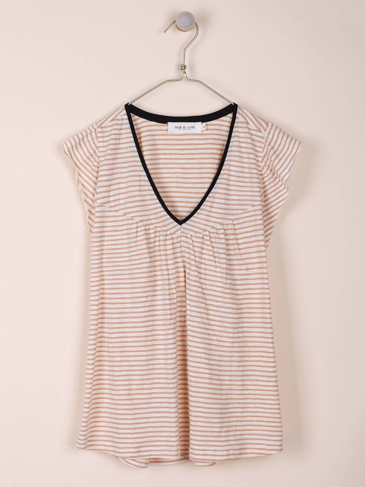 T-SHIRT RAYÉ Col V