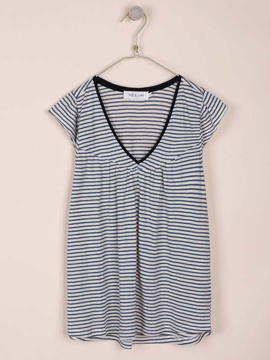 T-SHIRT RAYÉ Col V