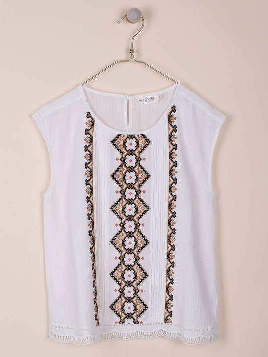 BLUSA BORDADOS CONTRASTE