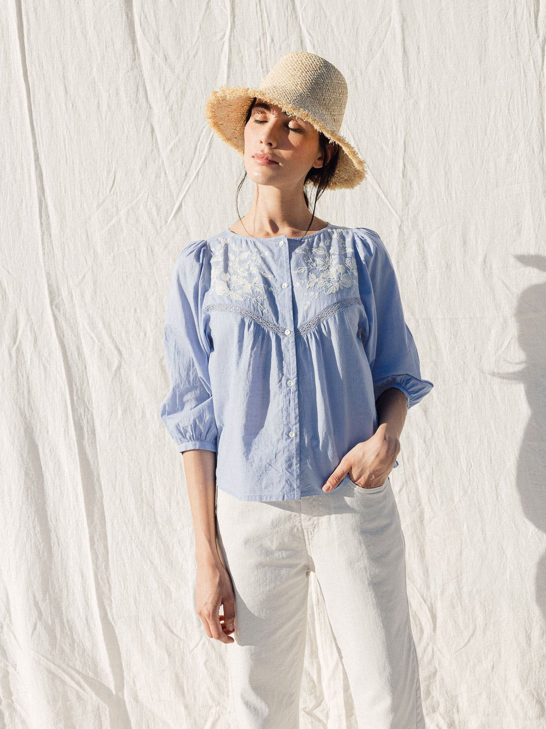 CAMISA BORDADO CONTRASTE