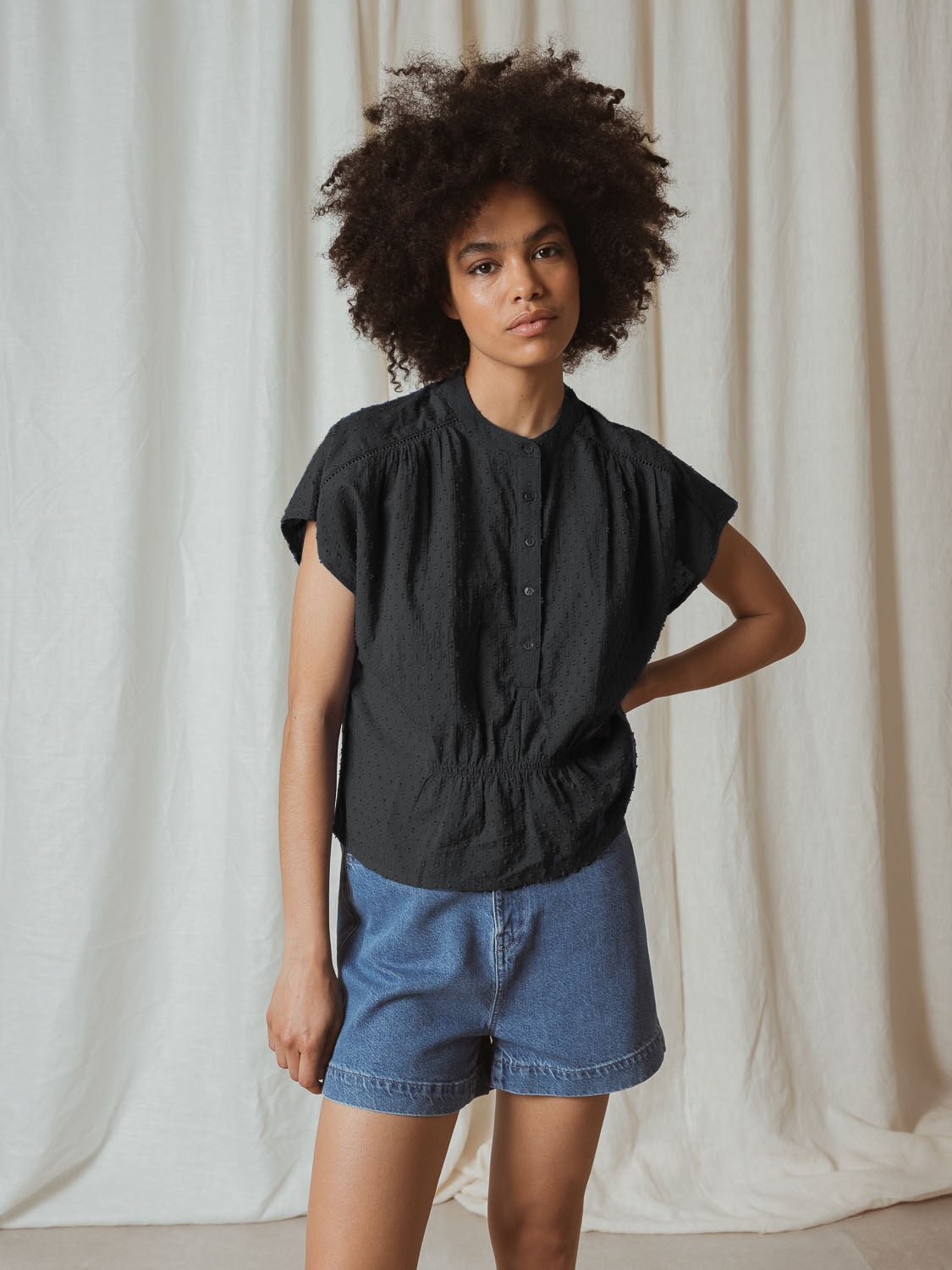 BLOUSE EN COTON ÉPONGE
