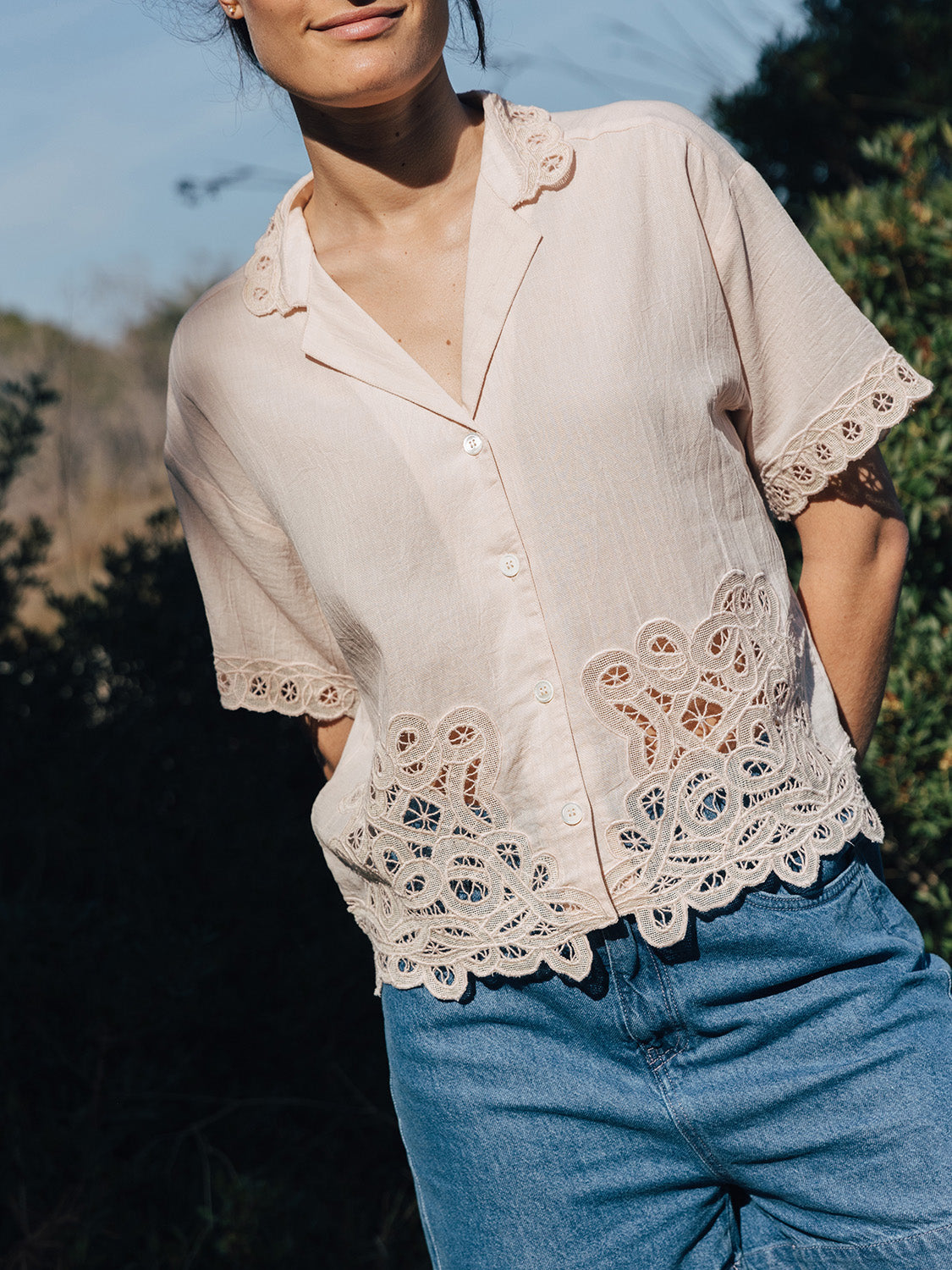 CAMISA ALGODÓN PUNTILLAS