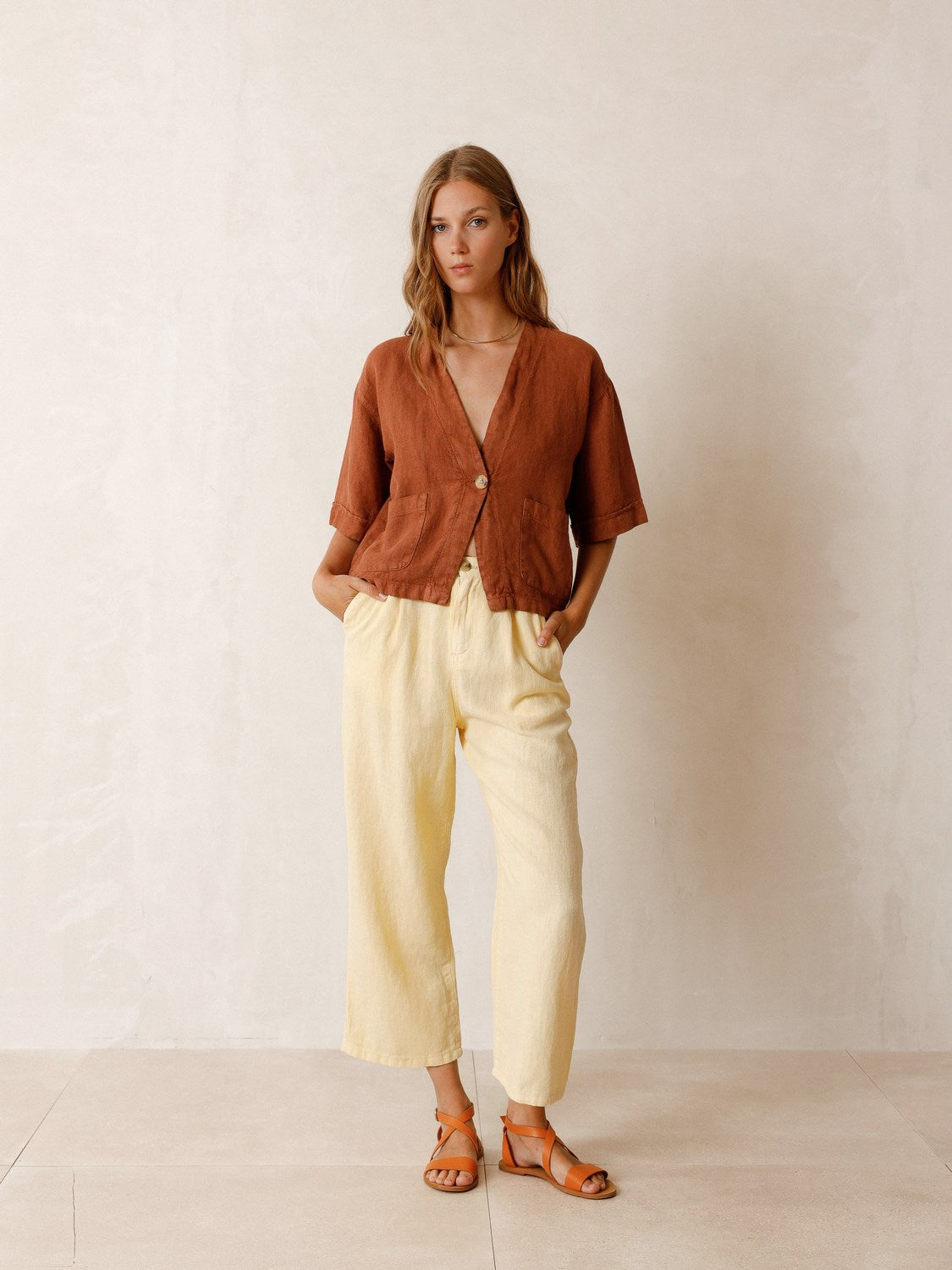 SOBRECAMISA CROP LINO