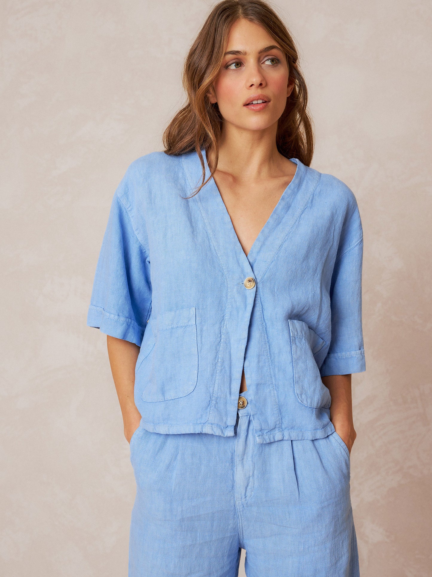 SOBRECAMISA CROP LINO