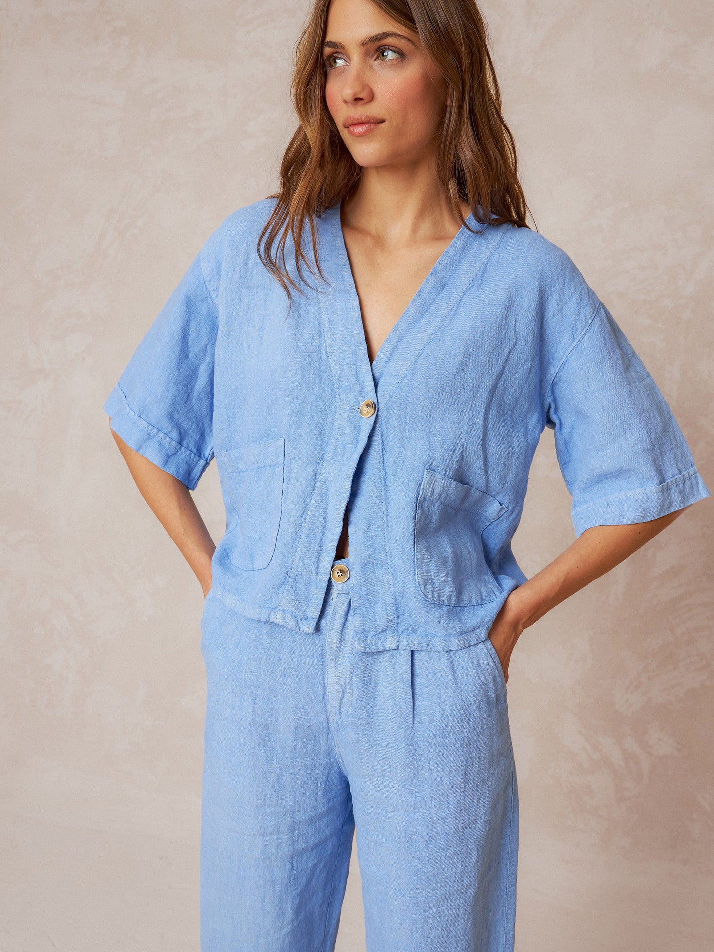 SOBRECAMISA CROP LINO