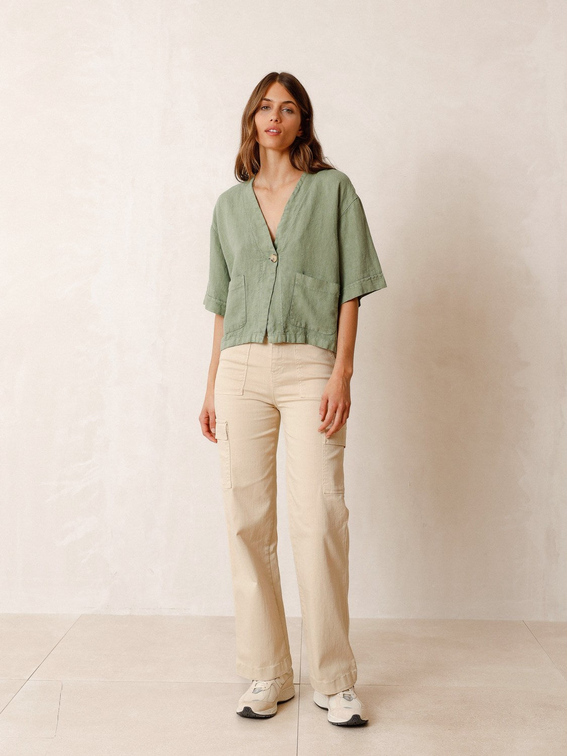 SOBRECAMISA CROP LINO
